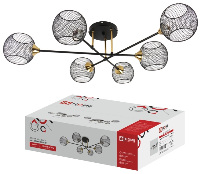 Люстра под лампу LOFT NET-CN-6E27-BLТ 6xЕ27 черный, латунь IN HOME
